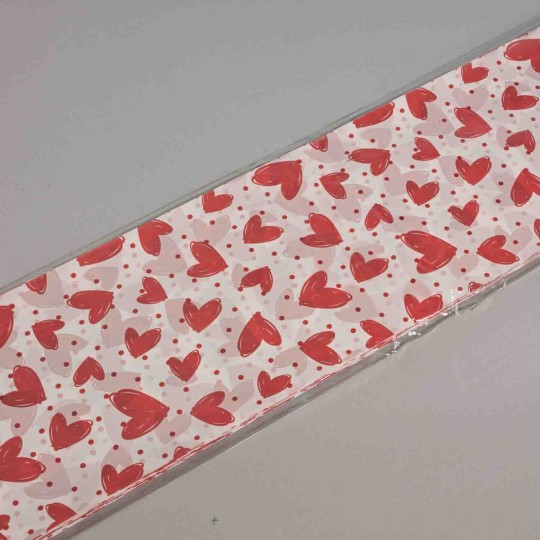 Spezzoni per rosa stampati con cuori 100 PZ - 16x100 Cm / Bianco