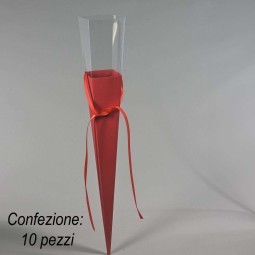Coni in carta per Rosa 10 PZ - 7x53 Cm / Rosso