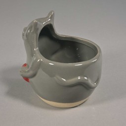 Vaso a forma di gatto con cuore - 10x8x10 Cm / Grigio