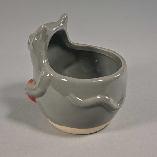 Vaso a forma di gatto con cuore - 10x8x10 Cm / Grigio