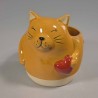 Vaso a forma di gatto con cuore - 12,5x10,5x13,5 Cm / Senape