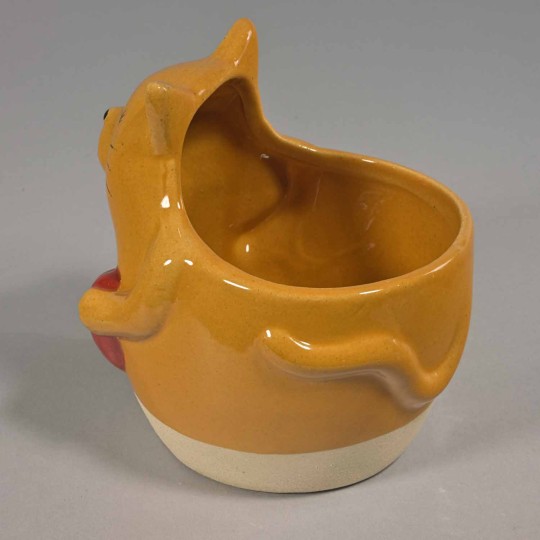 Vaso a forma di gatto con cuore - 12,5x10,5x13,5 Cm / Senape