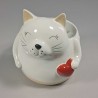 Vaso a forma di gatto con cuore - 18x15,5x19 Cm / Bianco