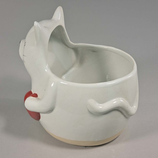 Vaso a forma di gatto con cuore - 18x15,5x19 Cm / Bianco