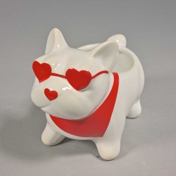 Vasetto a forma di cagnolino con cuori - 17x7,7 Cm / Assortito