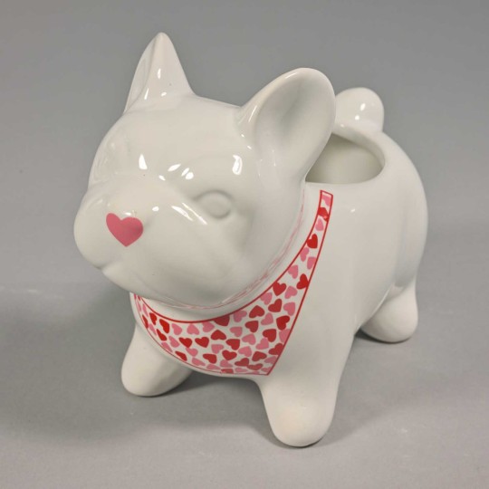 Vasetto a forma di cagnolino con cuori - 17x7,7 Cm / Assortito