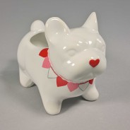 Vasetto a forma di cagnolino con cuori - 17x7,7 Cm / Assortito