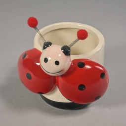 Vaso a forma di coccinella 9,5x11,5 / Rosso e bianco