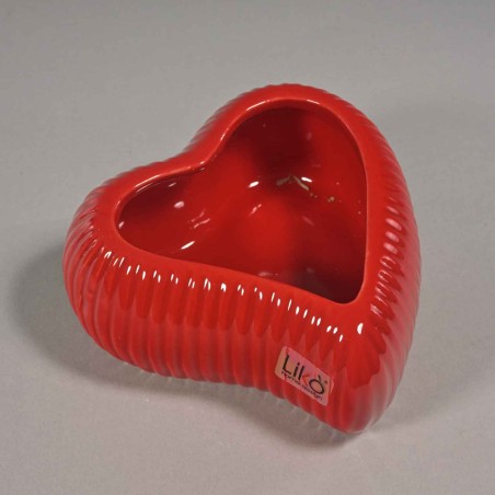 Vaso in ceramica a forma di cuore - 12,5x5,5 Cm/ Rosso