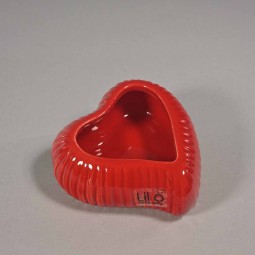 Vaso in ceramica a forma di cuore - 9,5x4 Cm / Rosso
