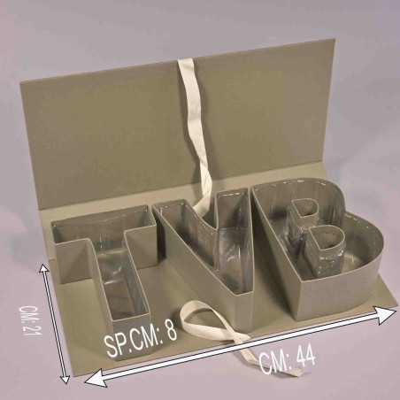Scatola in carta "TVB" - 44x21x8 Cm / Salvia