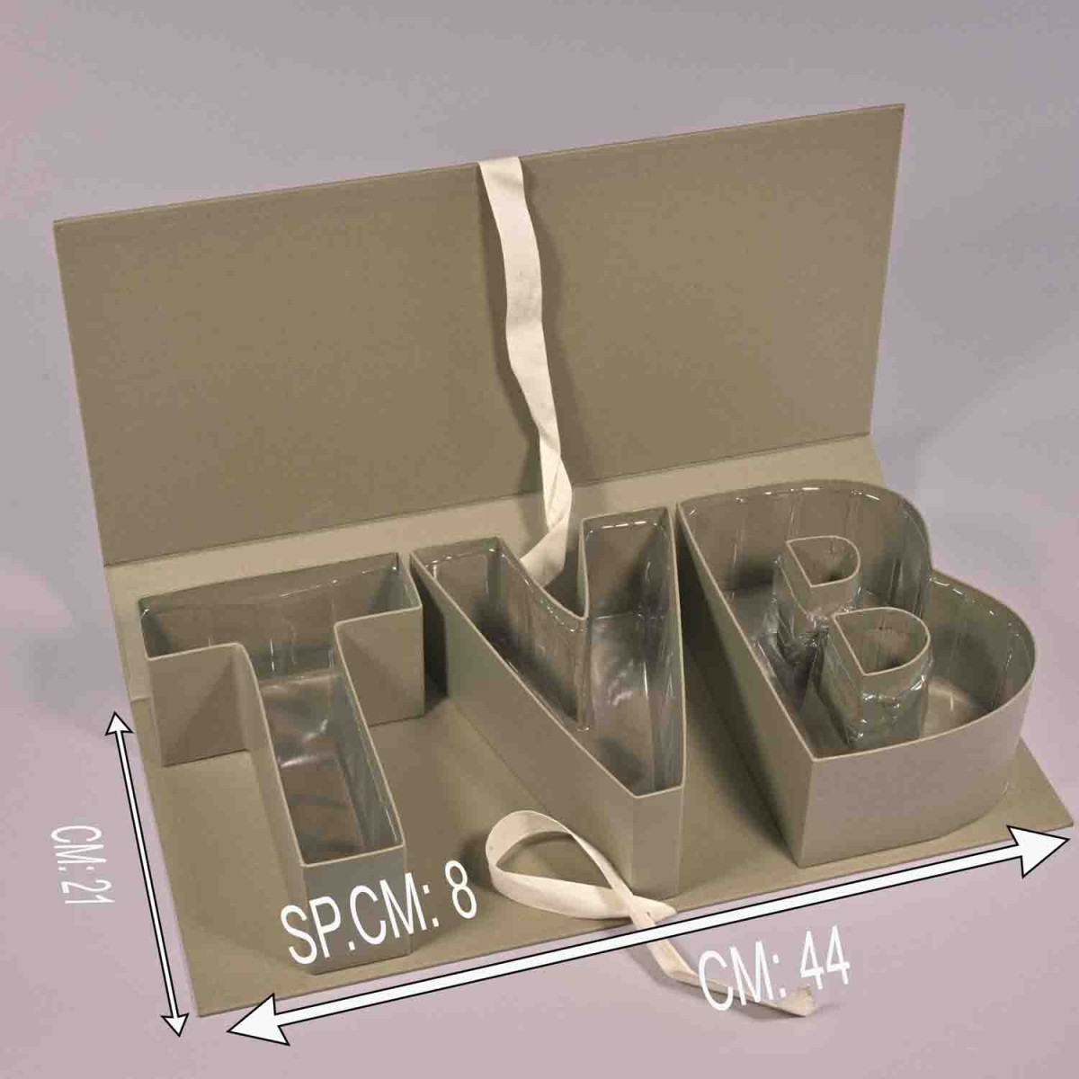 Scatola in carta "TVB" - 44x21x8 Cm / Salvia