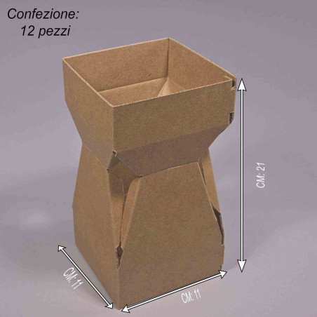 Portabouquet in cartoncino 12 PZ - 11x11x19 Cm / Avana
