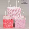 Borsine in carta 6 PZ - 12x12x12 Cm / Rosa con cuori