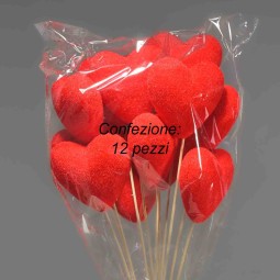 Pick con cuore 12 PZ - 9x58 Cm / Rosso