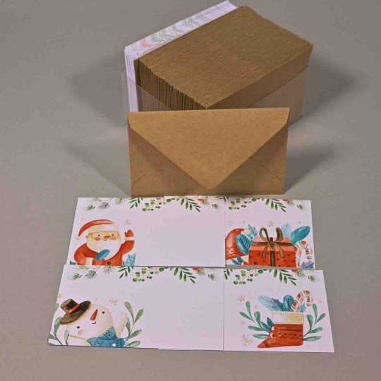 Biglietti e buste natalizie 7x11 Cm - Pacchi di Natale / Buste avana