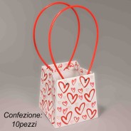 Borsine in carta 10 PZ - 12x14,5x15 Cm / Bianco con cuori