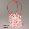 Borsine in carta 10 PZ - 12x14,5x15 Cm / Bianco con cuori