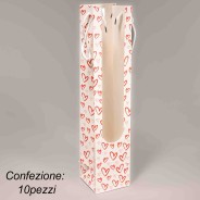 Borsine in carta 10 PZ - 10x10x46 Cm / Bianco con cuori