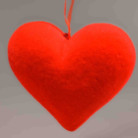 Cuore in velluto da appendere - 11 Cm / Rosso