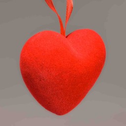 Cuore in velluto da appendere - 9,5 Cm / Rosso