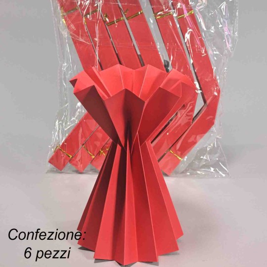 Coni bouquet in carta plissè 6 PZ - 15x20 Cm / Rosso