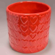 Vaso in ceramica con cuori - 13,5x12,5 / Rosso