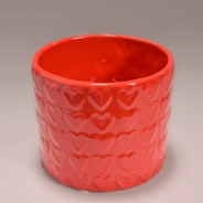 Vaso in ceramica con cuori - 12x10 / Rosso
