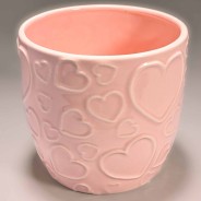 Vaso in ceramica con cuori - 13,5x12,5 / Rosa