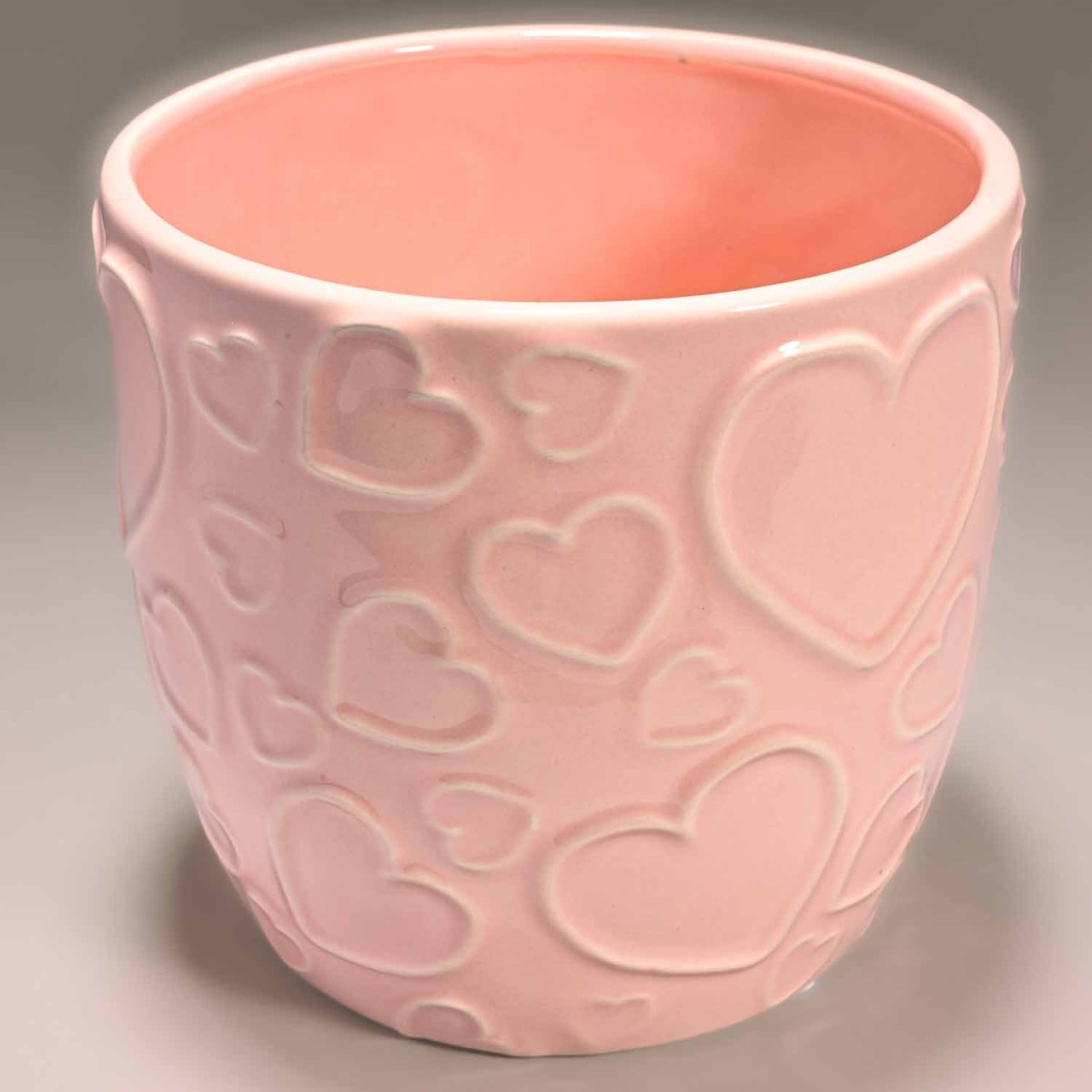 Vaso in ceramica con cuori - 13,5x12,5 / Rosa