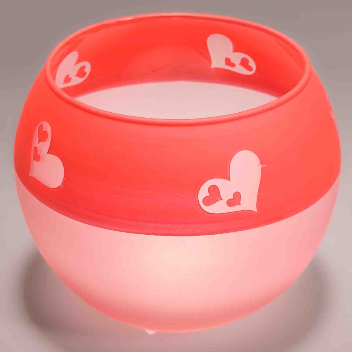 Vaso in vetro "Boccia" con cuori - 16x13,5 Cm / Rosso