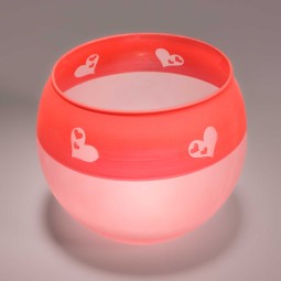 Vaso in vetro "Boccia" con cuori - 10x10 Cm / Rosso