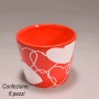 Caspò in ceramica con cuori 6 PZ - 12x10,3 Cm / Rosso