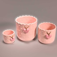 Vasetti tondi in ceramica Set 3 PZ - Rosa