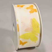 Nastro "Cotone" con Farfalle - 40 Mm x 16 M / Giallo