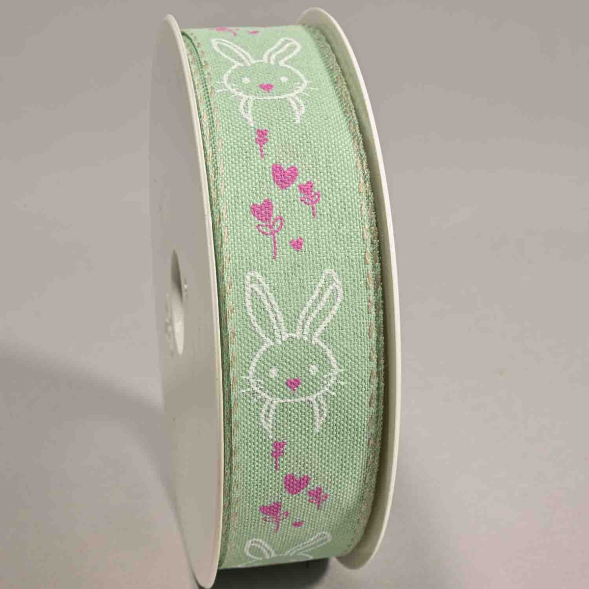 Nastro in "Lino Cuori e coniglio" - 25 Mm x 18 M / Verde