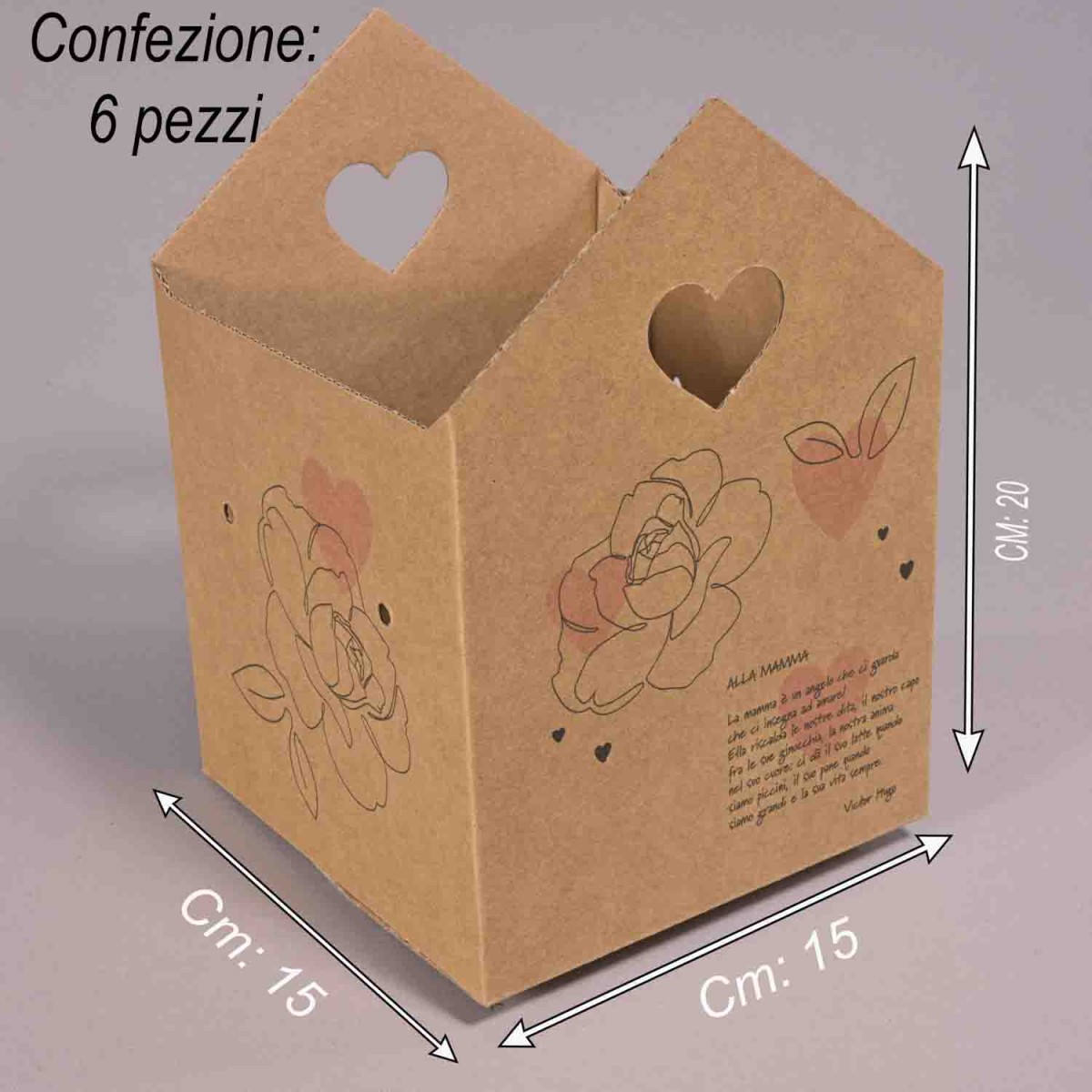 Casette "Alla Mamma" 6 PZ - 15x15x21 Cm / Avana