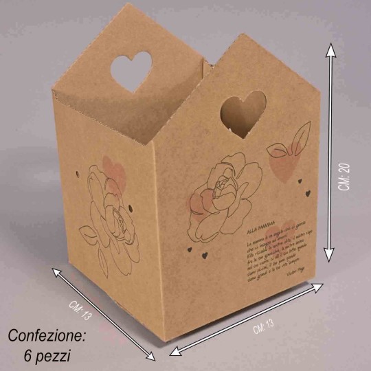 Casette "Alla Mamma" 6 PZ - 13x13x20 Cm / Avana