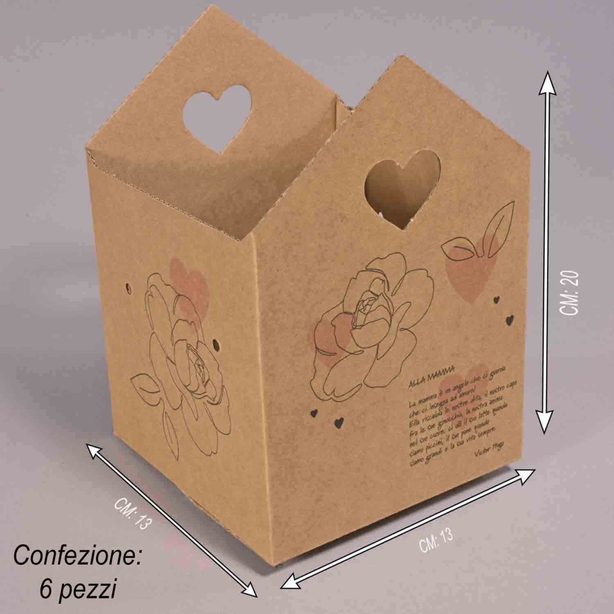 Casette "Alla Mamma" 6 PZ - 13x13x20 Cm / Avana