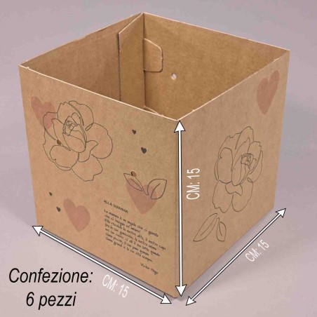Scatole "Alla Mamma" 6 PZ - 13x13x15 Cm / Avana