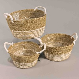 Cesti decorativi "Erba" - Set 3 Pezzi / Bianco