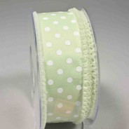 Nastro "Cotone" a pois - 38 Mm x 10 M / Pistacchio