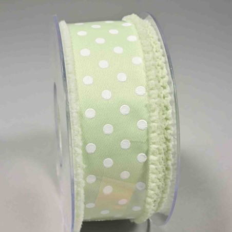 Nastro "Cotone" a pois - 38 Mm x 10 M / Pistacchio