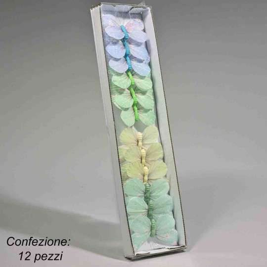 Farfalle su clip 12 PZ - 8,5 Cm / Color mix