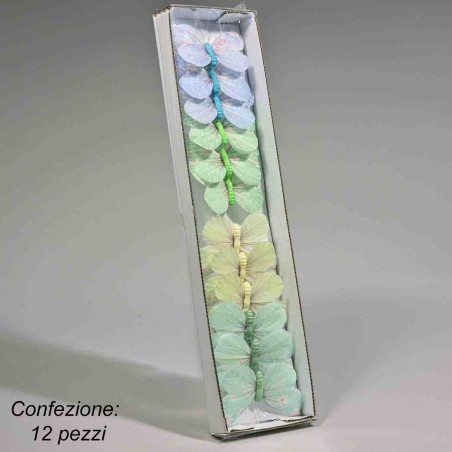 Farfalle su clip 12 PZ - 8,5 Cm / Color mix