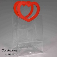 Borsine in PPL con manici 6 PZ - 12x10x16 Cm / Trasparente