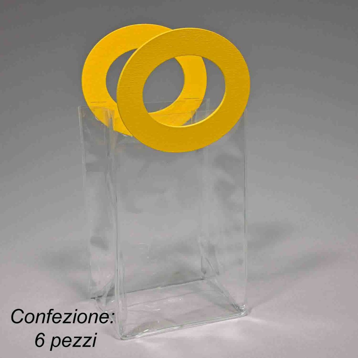 Borsine in PPL con manici 6 PZ - 8x7x12 Cm / Trasparente