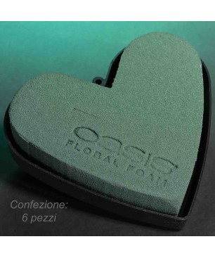 Cuore in Spugna "Ideal" con base in plastica - 12x14x3,5 Cm / Confezione 6 Pezzi