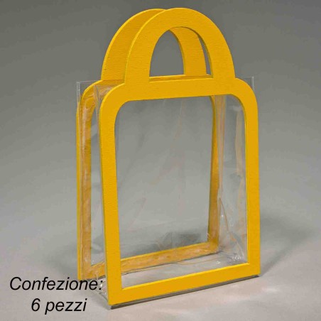Borsine in PPL con manici 6 PZ - 10x5,5x12 Cm / Trasparente