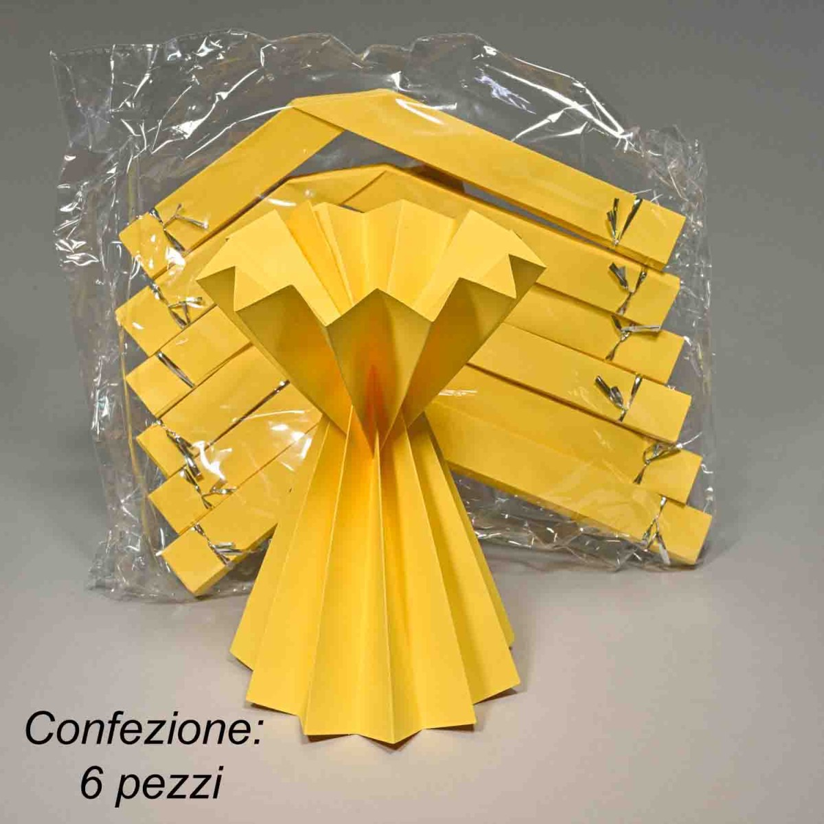 Coni bouquet in carta plissè 6 PZ - 15x20 Cm / Giallo